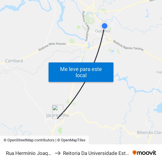 Rua Hermínio Joaquim Dos Remédios, 350 to Reitoria Da Universidade Estadual Do Norte Do Paraná - Uenp map