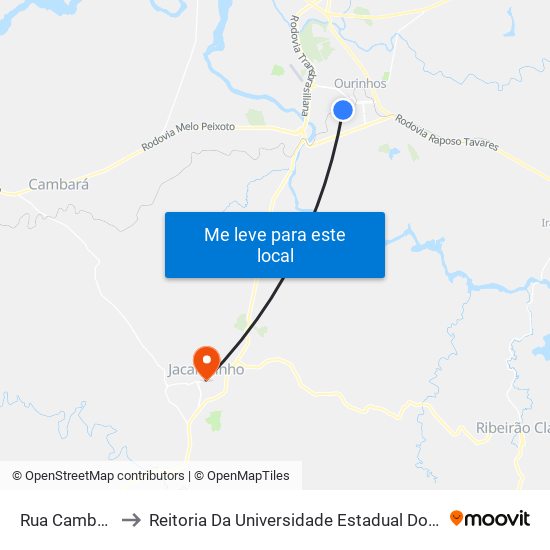 Rua Cambará, 1284 to Reitoria Da Universidade Estadual Do Norte Do Paraná - Uenp map