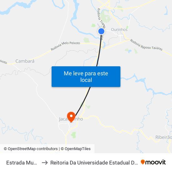 Estrada Municipal, 351 to Reitoria Da Universidade Estadual Do Norte Do Paraná - Uenp map