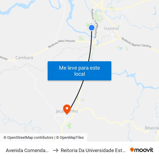 Avenida Comendador José Zilo, 737-813 to Reitoria Da Universidade Estadual Do Norte Do Paraná - Uenp map