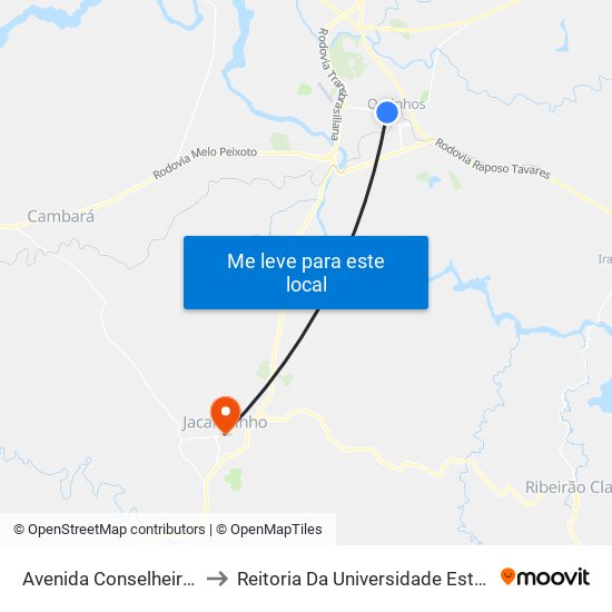 Avenida Conselheiro Rodrigues Alves, 122 to Reitoria Da Universidade Estadual Do Norte Do Paraná - Uenp map