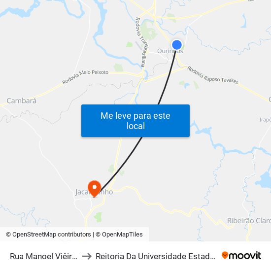 Rua Manoel Viêira Júnior, 333-397 to Reitoria Da Universidade Estadual Do Norte Do Paraná - Uenp map