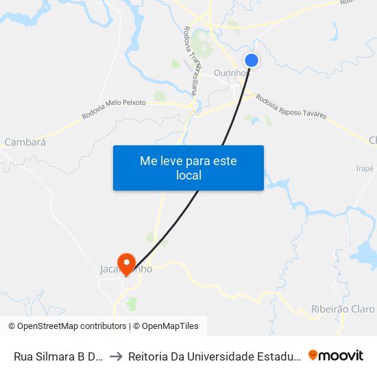 Rua Silmara B Da Silva, 169-225 to Reitoria Da Universidade Estadual Do Norte Do Paraná - Uenp map