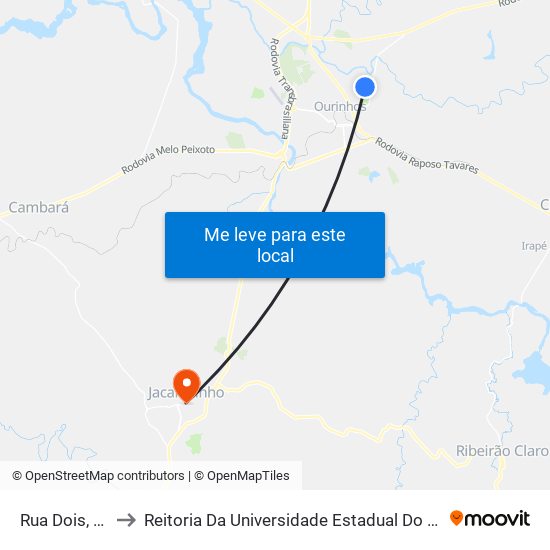 Rua Dois, 196-246 to Reitoria Da Universidade Estadual Do Norte Do Paraná - Uenp map