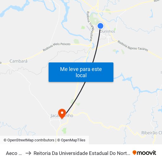 Aeco - Upa to Reitoria Da Universidade Estadual Do Norte Do Paraná - Uenp map
