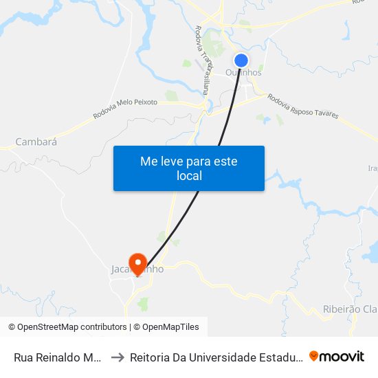 Rua Reinaldo Marcante, 100-106 to Reitoria Da Universidade Estadual Do Norte Do Paraná - Uenp map