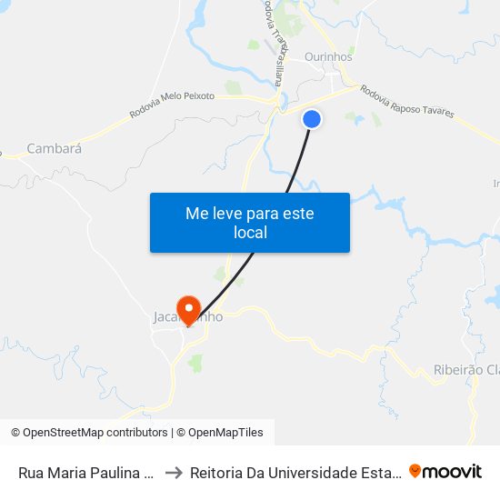 Rua Maria Paulina Melchior Da Silva, 573 to Reitoria Da Universidade Estadual Do Norte Do Paraná - Uenp map