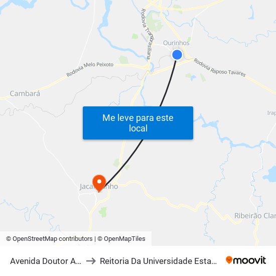 Avenida Doutor Altíno Arantes, 1128 to Reitoria Da Universidade Estadual Do Norte Do Paraná - Uenp map