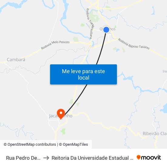 Rua Pedro De Tolêdo, 119 to Reitoria Da Universidade Estadual Do Norte Do Paraná - Uenp map