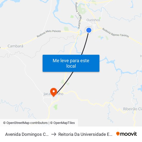 Avenida Domingos Carmelingo Caló, 2557-2591 to Reitoria Da Universidade Estadual Do Norte Do Paraná - Uenp map