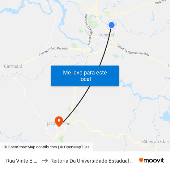 Rua Vinte E Quatro, 162 to Reitoria Da Universidade Estadual Do Norte Do Paraná - Uenp map