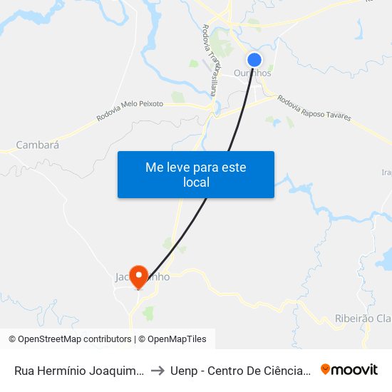 Rua Hermínio Joaquim Dos Remédios, 50-106 to Uenp - Centro De Ciências Sociais Aplicadas - Ccsa map