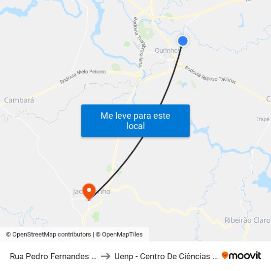 Rua Pedro Fernandes Sândano, 1051-1107 to Uenp - Centro De Ciências Sociais Aplicadas - Ccsa map