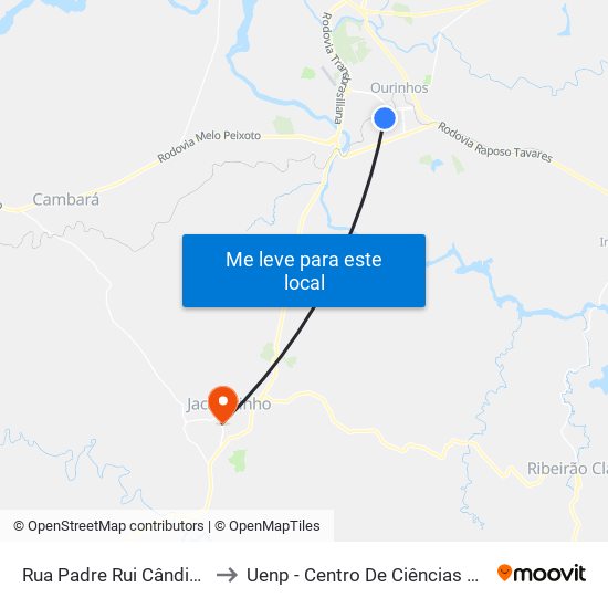 Rua Padre Rui Cândido Da Silva, 53-123 to Uenp - Centro De Ciências Sociais Aplicadas - Ccsa map