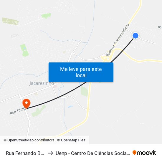 Rua Fernando Botareli, 235 to Uenp - Centro De Ciências Sociais Aplicadas - Ccsa map