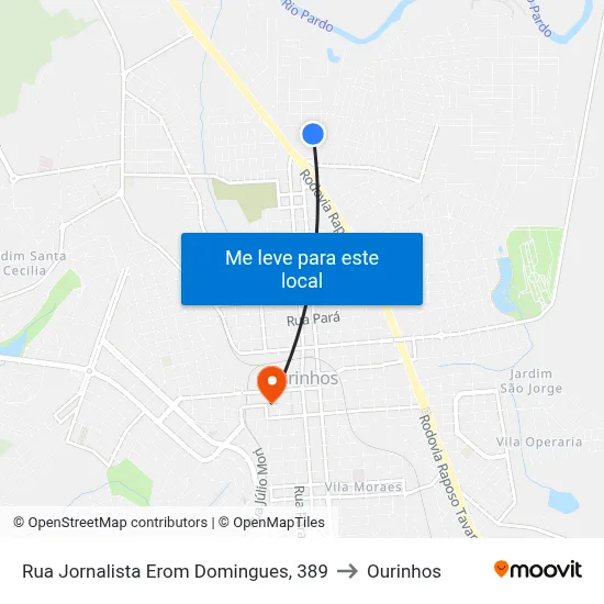 Rua Jornalista Erom Domingues, 389 to Ourinhos map