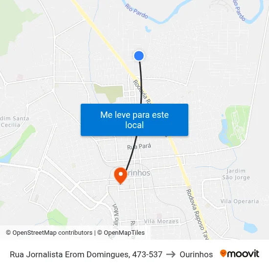 Rua Jornalista Erom Domingues, 473-537 to Ourinhos map