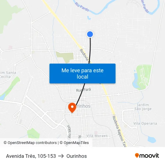 Avenida Três, 105-153 to Ourinhos map