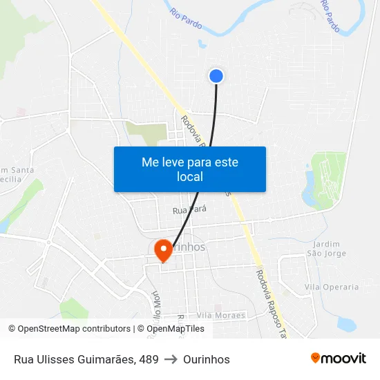Rua Ulisses Guimarães, 489 to Ourinhos map