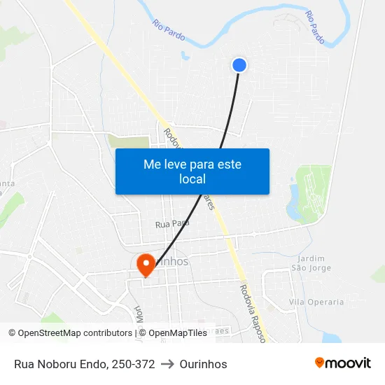 Rua Noboru Endo, 250-372 to Ourinhos map