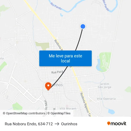Rua Noboru Endo, 634-712 to Ourinhos map