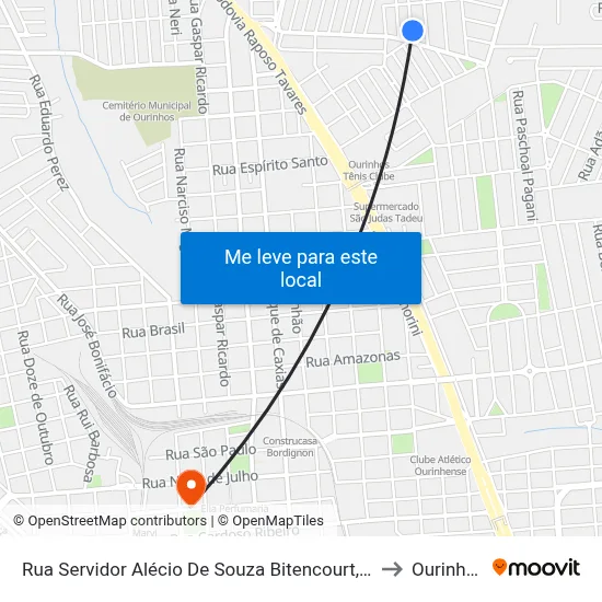Rua Servidor Alécio De Souza Bitencourt, 60 to Ourinhos map