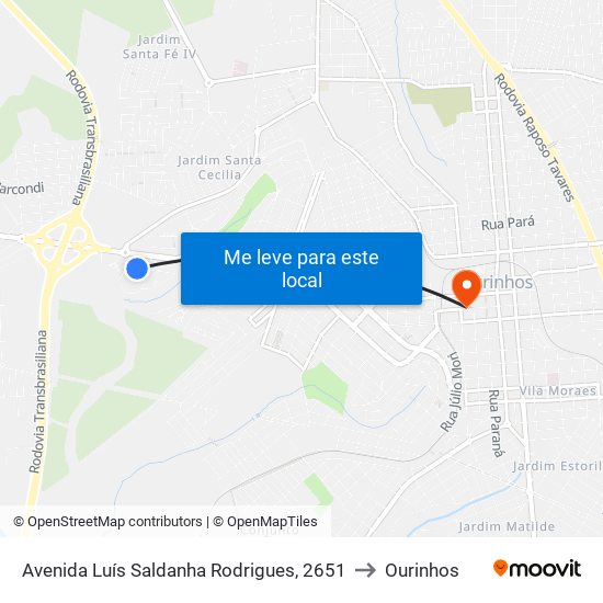 Avenida Luís Saldanha Rodrigues, 2651 to Ourinhos map