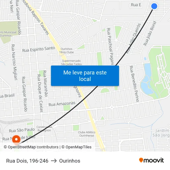 Rua Dois, 196-246 to Ourinhos map