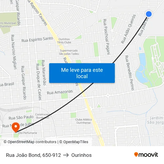 Rua João Bond, 650-912 to Ourinhos map