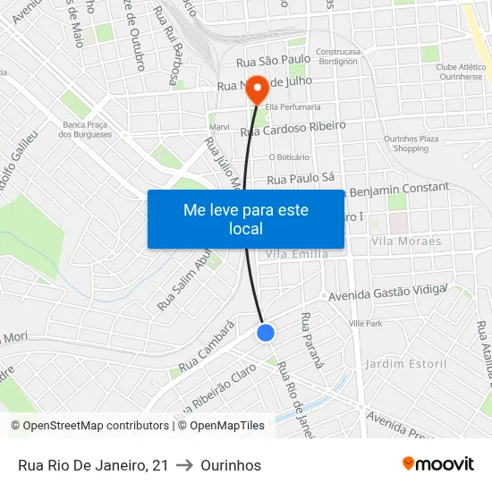 Rua Rio De Janeiro, 21 to Ourinhos map