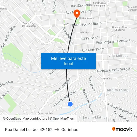 Rua Daniel Leirão, 42-152 to Ourinhos map