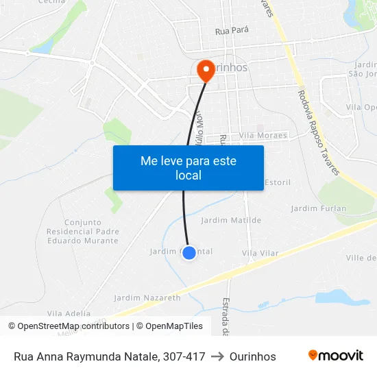 Rua Anna Raymunda Natale, 307-417 to Ourinhos map