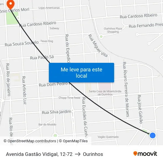 Avenida Gastão Vidigal, 12-72 to Ourinhos map