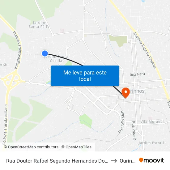 Rua Doutor Rafael Segundo Hernandes Domingues, 61 to Ourinhos map