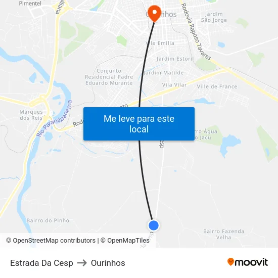 Estrada Da Cesp to Ourinhos map