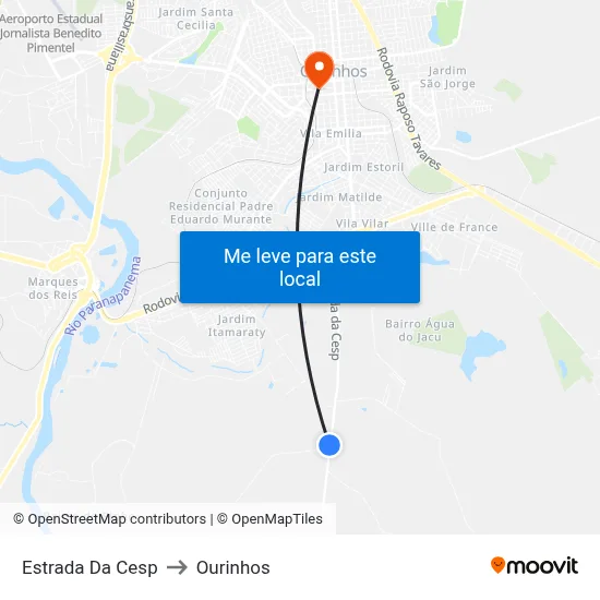 Estrada Da Cesp to Ourinhos map