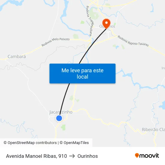 Avenida Manoel Ribas, 910 to Ourinhos map