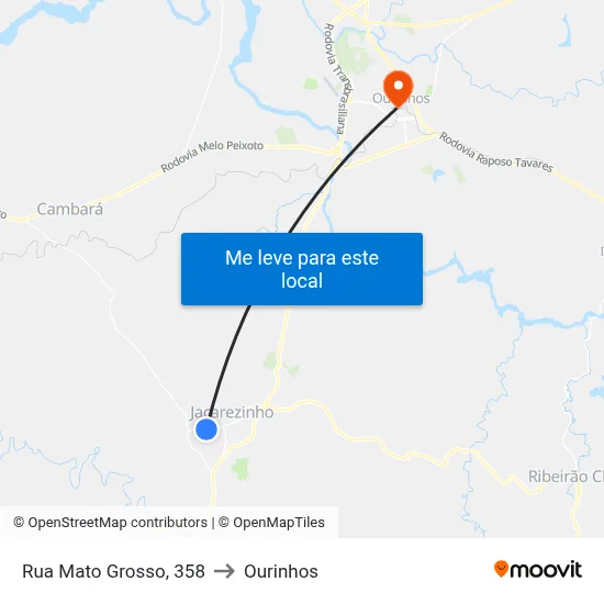 Rua Mato Grosso, 358 to Ourinhos map