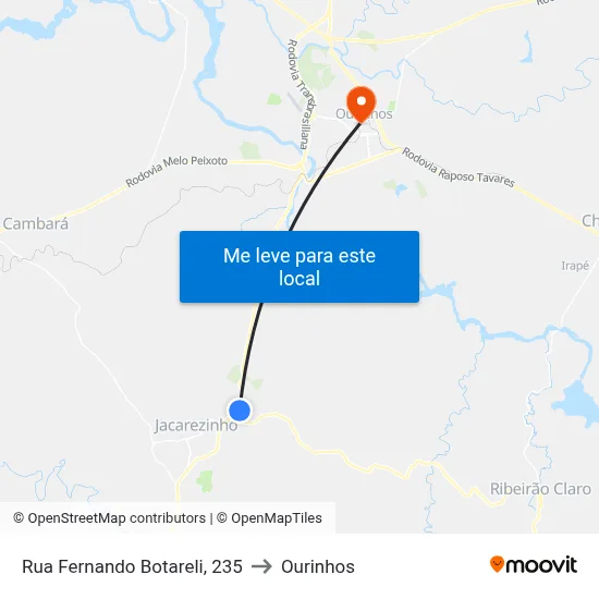 Rua Fernando Botareli, 235 to Ourinhos map