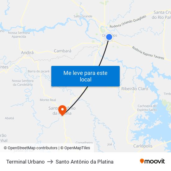 Terminal Urbano to Santo Antônio da Platina map