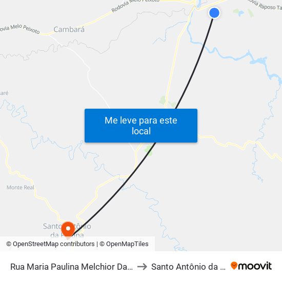 Rua Maria Paulina Melchior Da Silva, 573 to Santo Antônio da Platina map