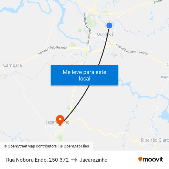 Rua Noboru Endo, 250-372 to Jacarezinho map