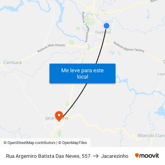 Rua Argemiro Batista Das Neves, 557 to Jacarezinho map