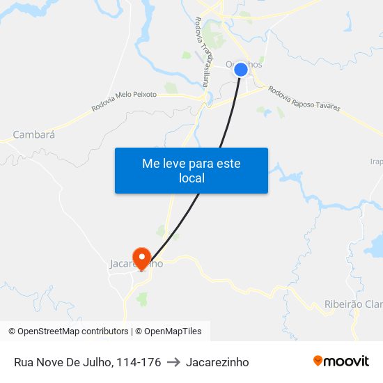 Rua Nove De Julho, 114-176 to Jacarezinho map
