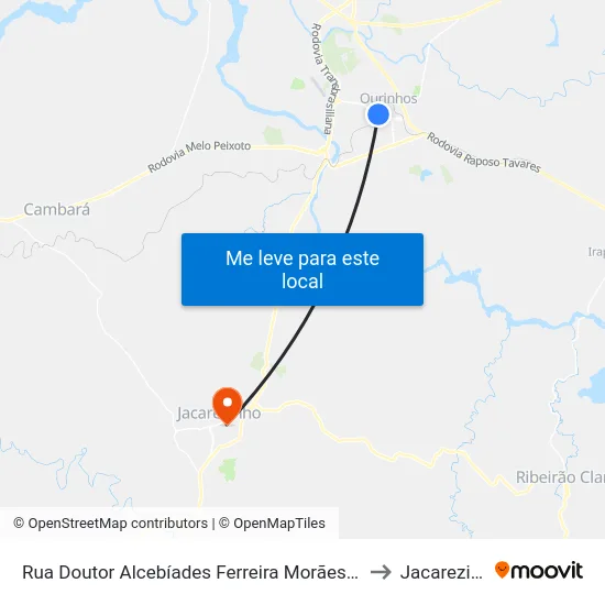 Rua Doutor Alcebíades Ferreira Morães, 229-345 to Jacarezinho map