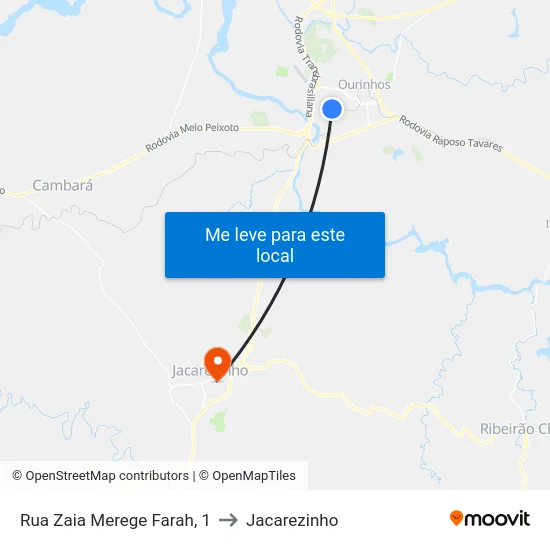 Rua Zaia Merege Farah, 1 to Jacarezinho map