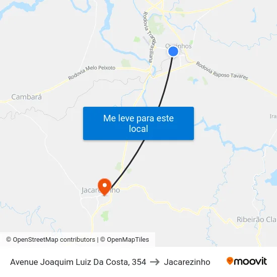 Avenue Joaquim Luiz Da Costa, 354 to Jacarezinho map