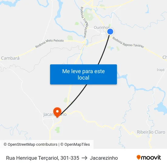 Rua Henrique Terçariol, 301-335 to Jacarezinho map