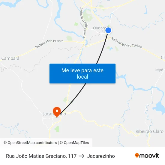 Rua João Matias Graciano, 117 to Jacarezinho map