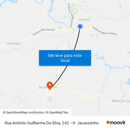 Rua Antônio Guilherme Da Silva, 242 to Jacarezinho map